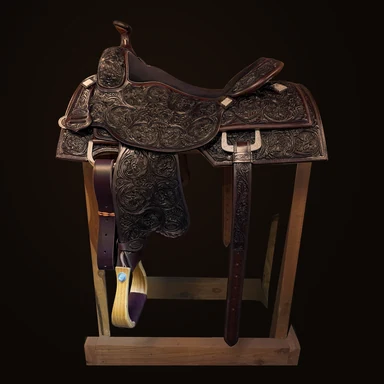 Cowhorse full tooled saddle, left profile