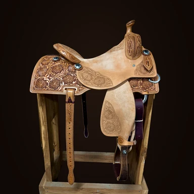 Cow Horse saddle, floral tooling and complete profile